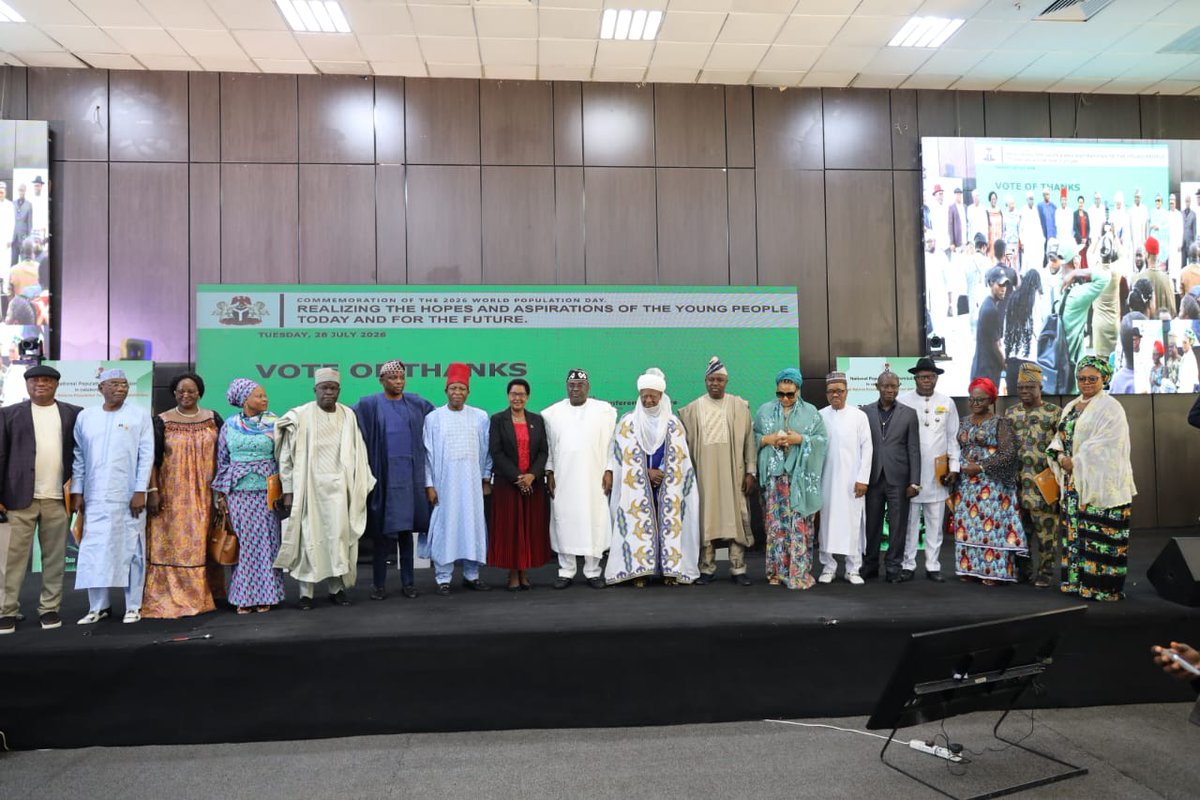 natpopcom's tweet photo. NPC Chairman, Dr. Aminu Yusuf, today at the 2026 World Population Day commemoration held in Abuja, warned that Nigeria's youthful population would not automatically yield a demographic dividend without right policies and investments in health, education, &amp; economic opportunity. https://t.co/xhgbOy4ZBd
