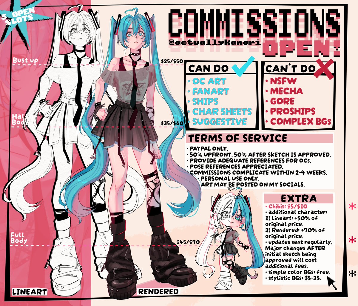 actuallyKanari's tweet photo. [Commissions open🍬]
Help me fund my master's degree lol
#commissions #artcommissions #commissionsopen #procreate #hatsunemiku https://t.co/Ul2JJo7m10
