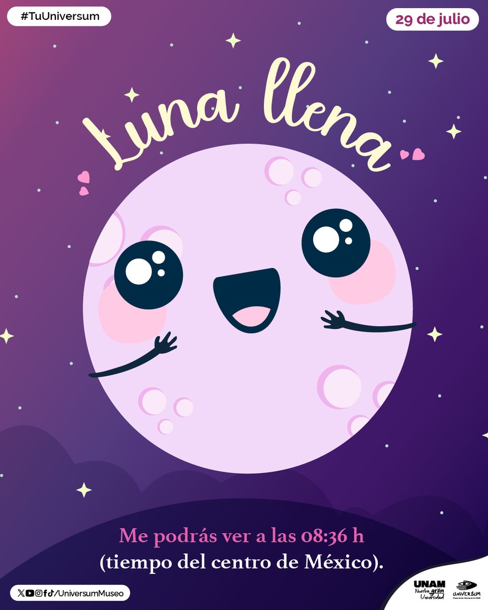 UniversumMuseo's tweet photo. 📷 ¡Voltea tu mirada hacia el cielo!
#TuUniversum #LunaLlena https://t.co/QQuPeBQdw0