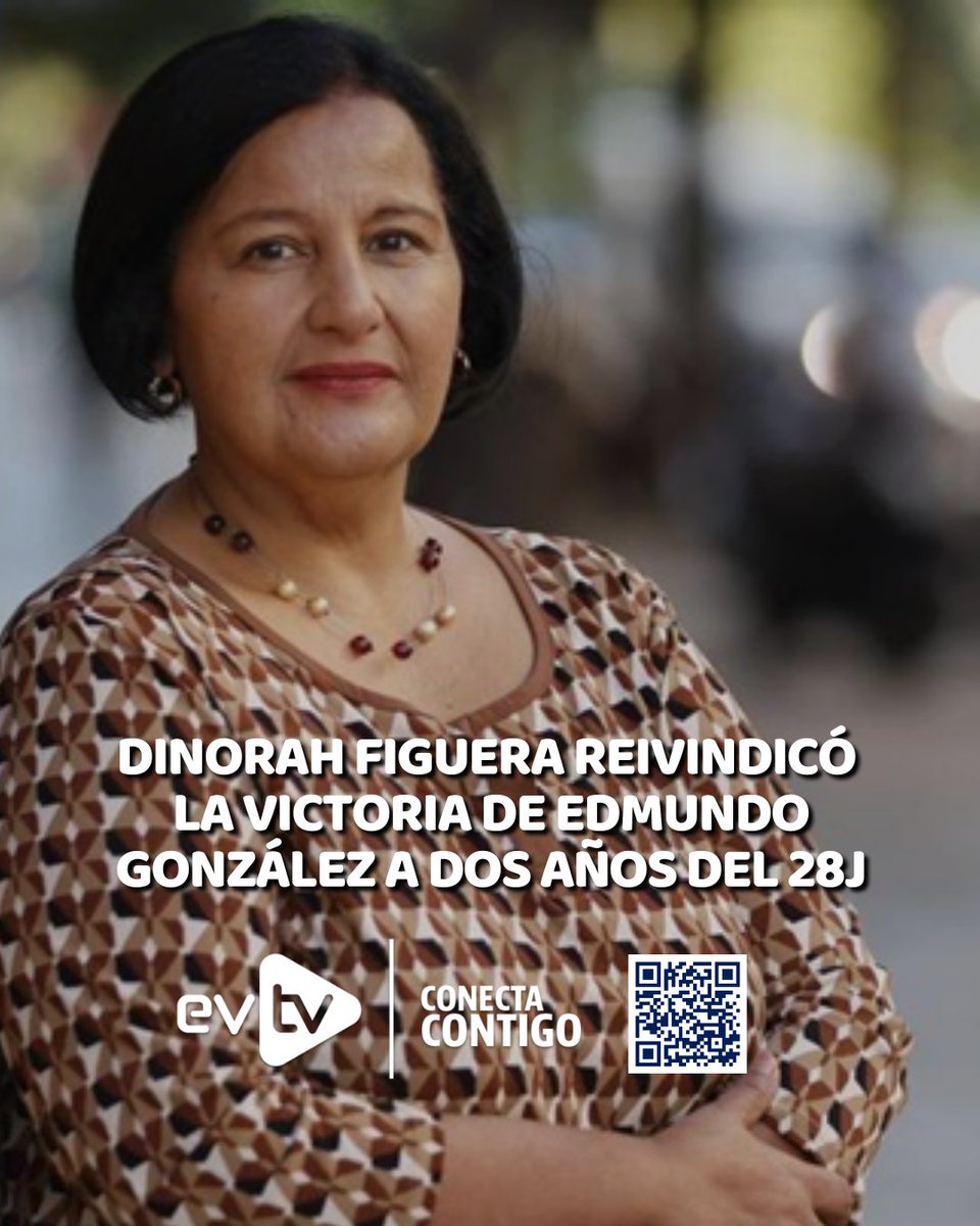 EVTVMiami's tweet photo. 🇻🇪 Dinorah Figuera reivindicó la victoria de Edmundo González a dos años del 28J

🗳️ La presidenta de la Asamblea Nacional electa en 2015, @Dinorahfiguera, afirmó que la victoria de Edmundo González Urrutia en las elecciones del 28 de julio de 2024 "permanece vigente" y destacó el papel que desempeñaron los venezolanos en el exilio durante esa jornada.

📢 "El 28 de julio, los venezolanos en el exilio asumimos con responsabilidad el compromiso de contribuir al proceso democrático que hizo a @EdmundoGU Presidente de Venezuela", expresó Figuera. Además, aseguró que desde el exterior continúan siendo "una trinchera cívica indispensable en la defensa de la democracia y la libertad de Venezuela".

#NoticiasEVTV #DinorahFiguera #28Jul
