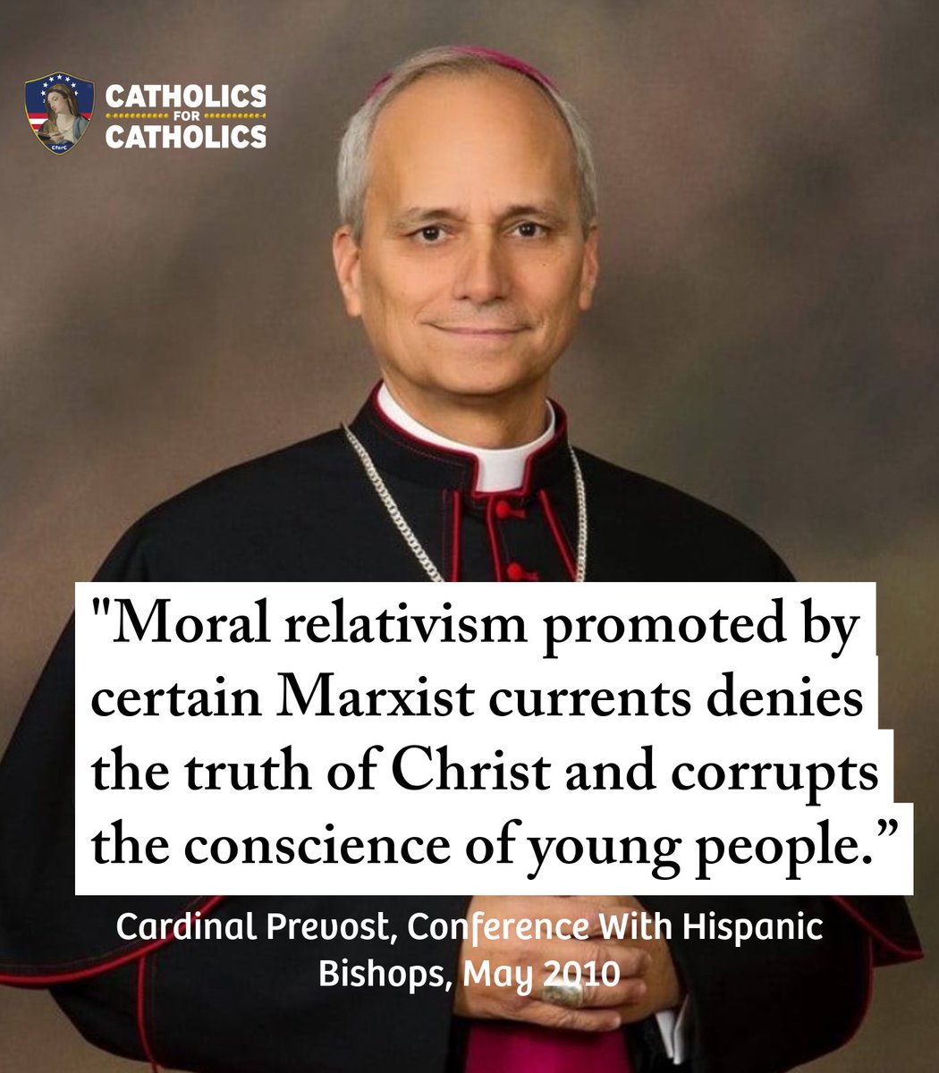 poperespecter1's tweet photo. Pope Leo (while still cardinal) once said that moral relativism is promoted by Marxists. https://t.co/8orYhaeDYJ