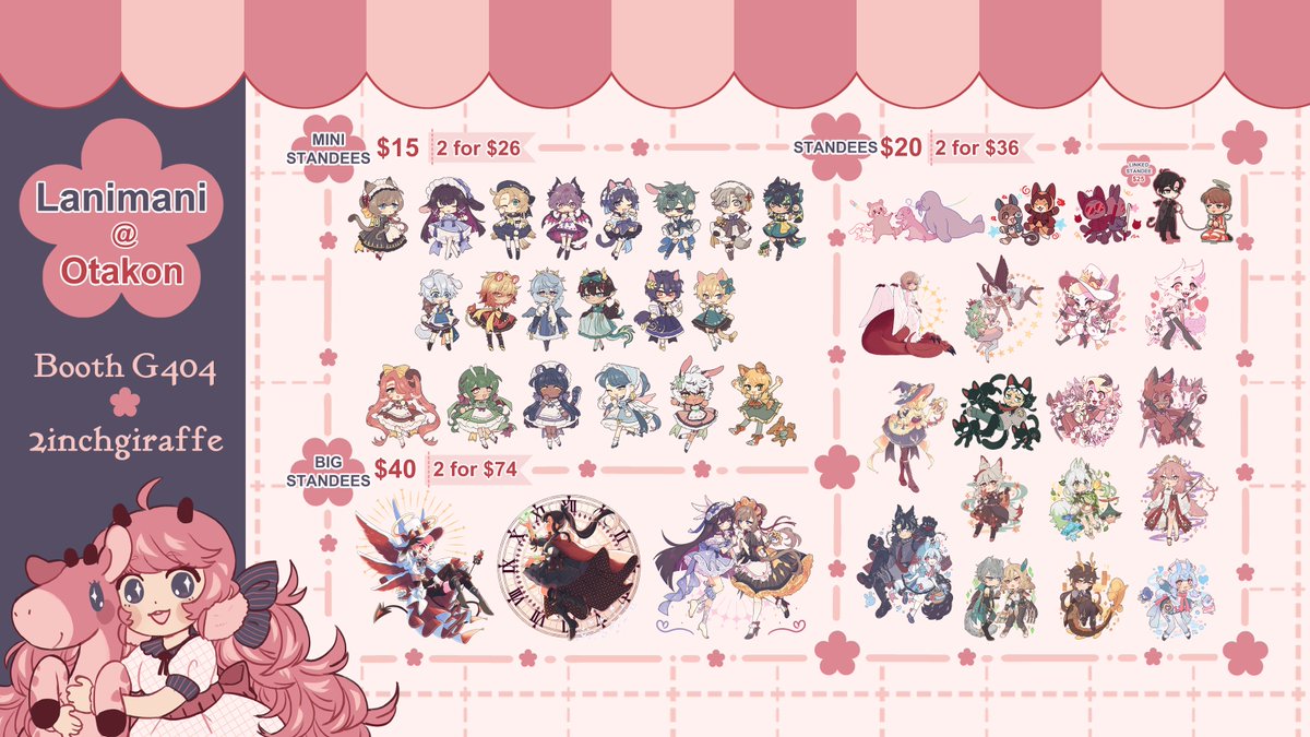 lanimani's tweet photo. [💝🔁 appreciated!!]
my catalog for #otakon2026 🌸 I'll be tabling with @cthooliac at booth g404 2inchgiraffe! please come find us!

🧵⬇️1/2 https://t.co/8NEWLHCI2X