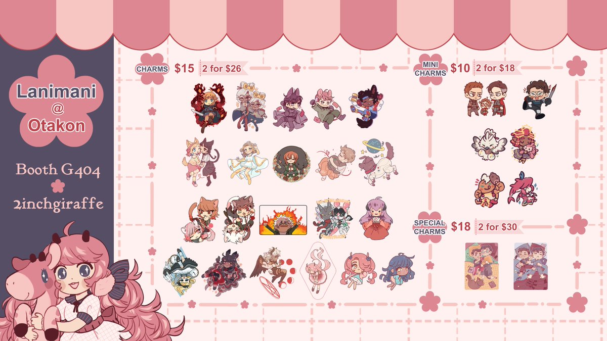 lanimani's tweet photo. [💝🔁 appreciated!!]
my catalog for #otakon2026 🌸 I'll be tabling with @cthooliac at booth g404 2inchgiraffe! please come find us!

🧵⬇️1/2 https://t.co/8NEWLHCI2X