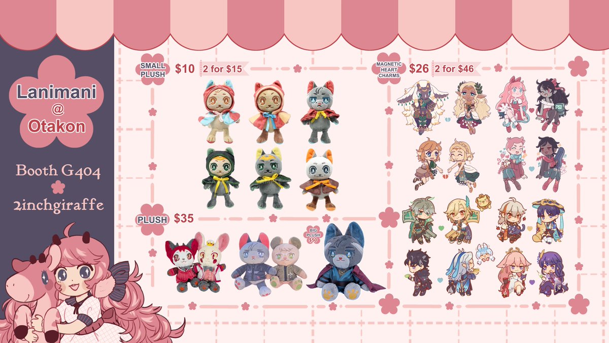 lanimani's tweet photo. [💝🔁 appreciated!!]
my catalog for #otakon2026 🌸 I'll be tabling with @cthooliac at booth g404 2inchgiraffe! please come find us!

🧵⬇️1/2 https://t.co/8NEWLHCI2X
