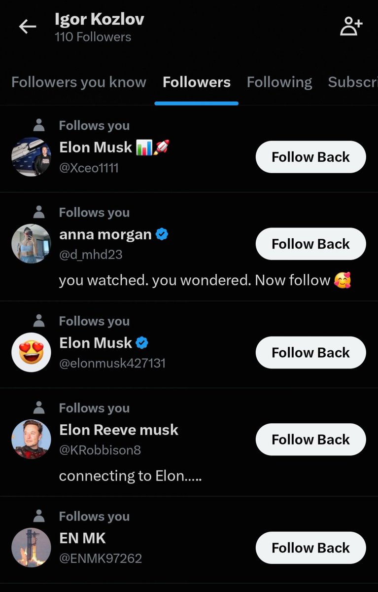 iekozlov's tweet photo. @JanuszMichallik What a day. Elons keep coming to follow my account. 🚀
This is almost certainly automated - human common sense would have stopped wasting resources by now. https://t.co/H0qt95QHmc