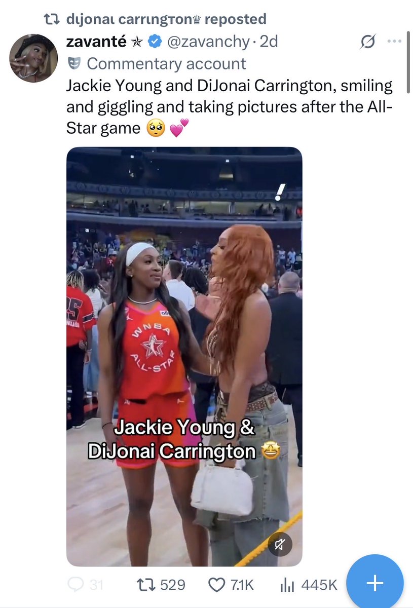 0Briggitte27381's tweet photo. DiJonai reposting her and Jackie at all-star. https://t.co/4nLdgjnDnP