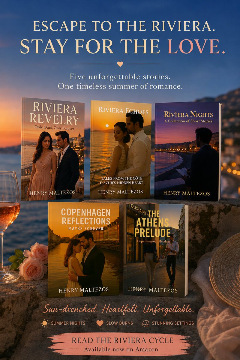 HenryMaltezos's tweet photo. This Summer
Escape to the Riviera
Stay for the Love
#summereads #romancenovels #summerromance #indieauthor #amwriting #BookNow 
https://t.co/AhWlDelSRm https://t.co/8c5ltJhvvJ