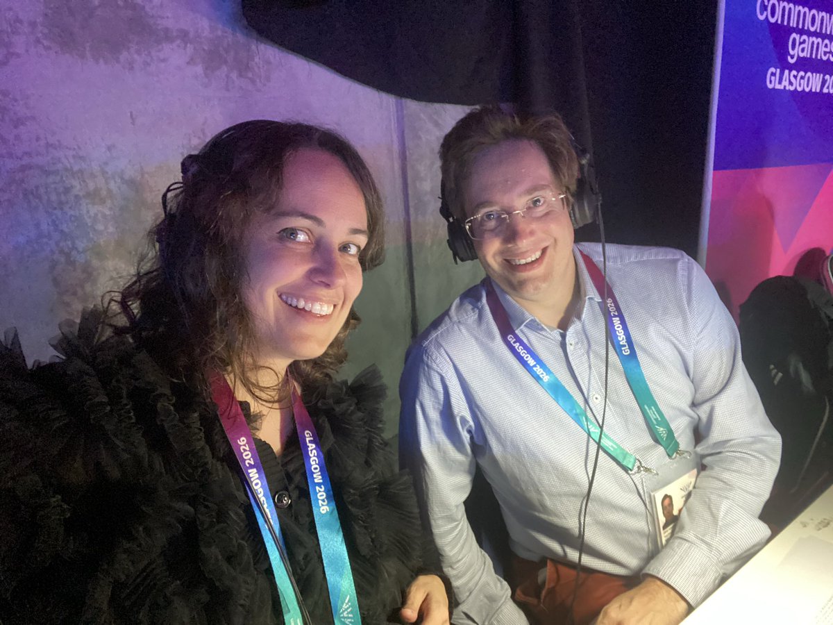 _BlytheLawrence's tweet photo. Commentating with the lovely @OllyHogben is always a joy, and getting to do gymnastics at @Glasgow_2026 has been nothing short of spectacular. Not only is he a fabulous broadcaster, he’s my best friend, and as warm and funny off air as on. Let’s do it again soon, shall we? https://t.co/LAiwnEvFID