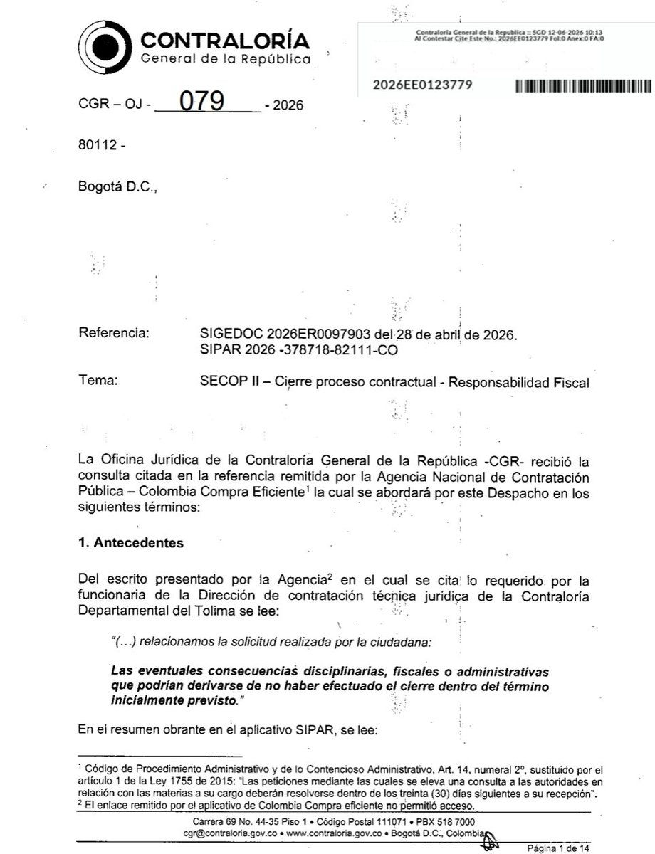 roap12's tweet photo. ¿La falta de publicación de un convenio o el incumplimiento del deber de cierre de un proceso contractual en SECOP puede generar responsabilidad administrativa, disciplinaria o fiscal para la entidad o los servidores públicos involucrados?
https://t.co/pT5tl5VutA https://t.co/WxjiASgARl