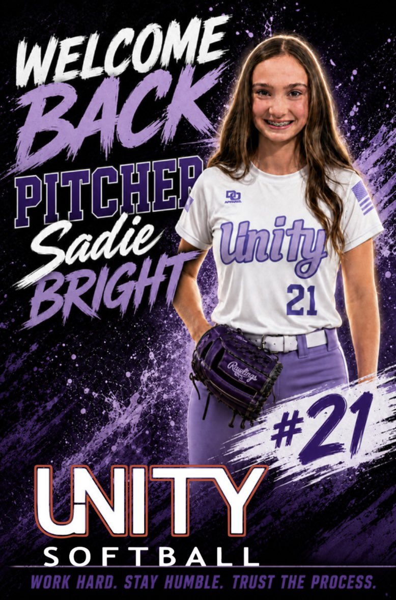 UnityKy2014's tweet photo. Welcome back Sadie Bright to Unity Browning 12U! We are blessed to have you back. Sadie works so hard on all aspects of the game and growing fast! https://t.co/N0q4e21Cu0