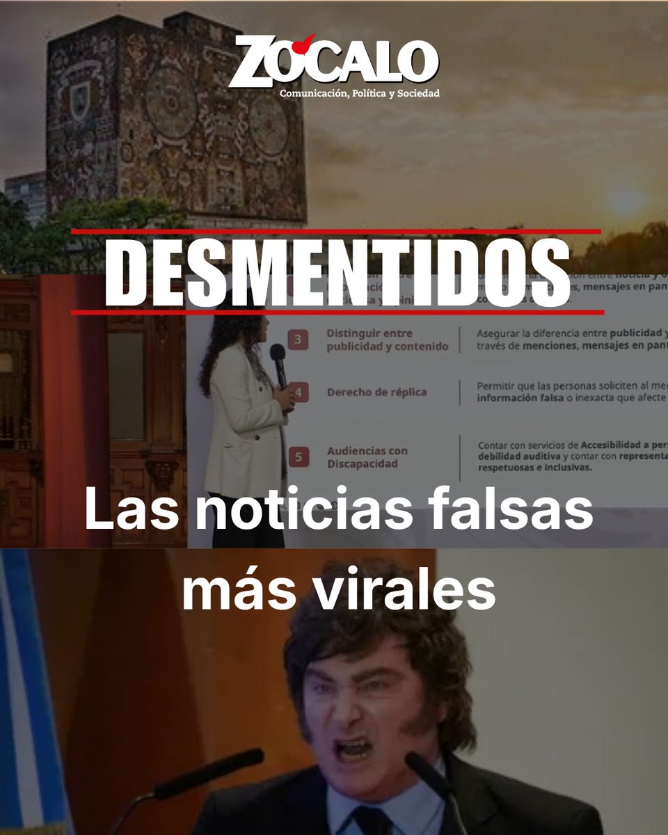 RevistaZocalo's tweet photo. Presentamos una recopilación de las noticias falsas más virales de este inicio de semana. No olvides seguir a Zócalo para mantenerte informado 

#fakenews #verificado #viral #infodemia #desmentido #sabueso https://t.co/oea9XVeOJW