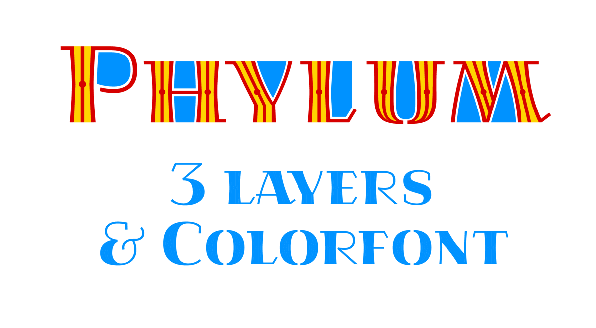 cocijotype's tweet photo. Meet Phylum!
An Art Deco-inspired display typeface available as both a layered and a color font.
Create your own color combinations with three individual layers or choose from eight built-in color palettes.
Now available with 30% off.

#typography #colorfonts #cocijotype https://t.co/GM4TymneAP