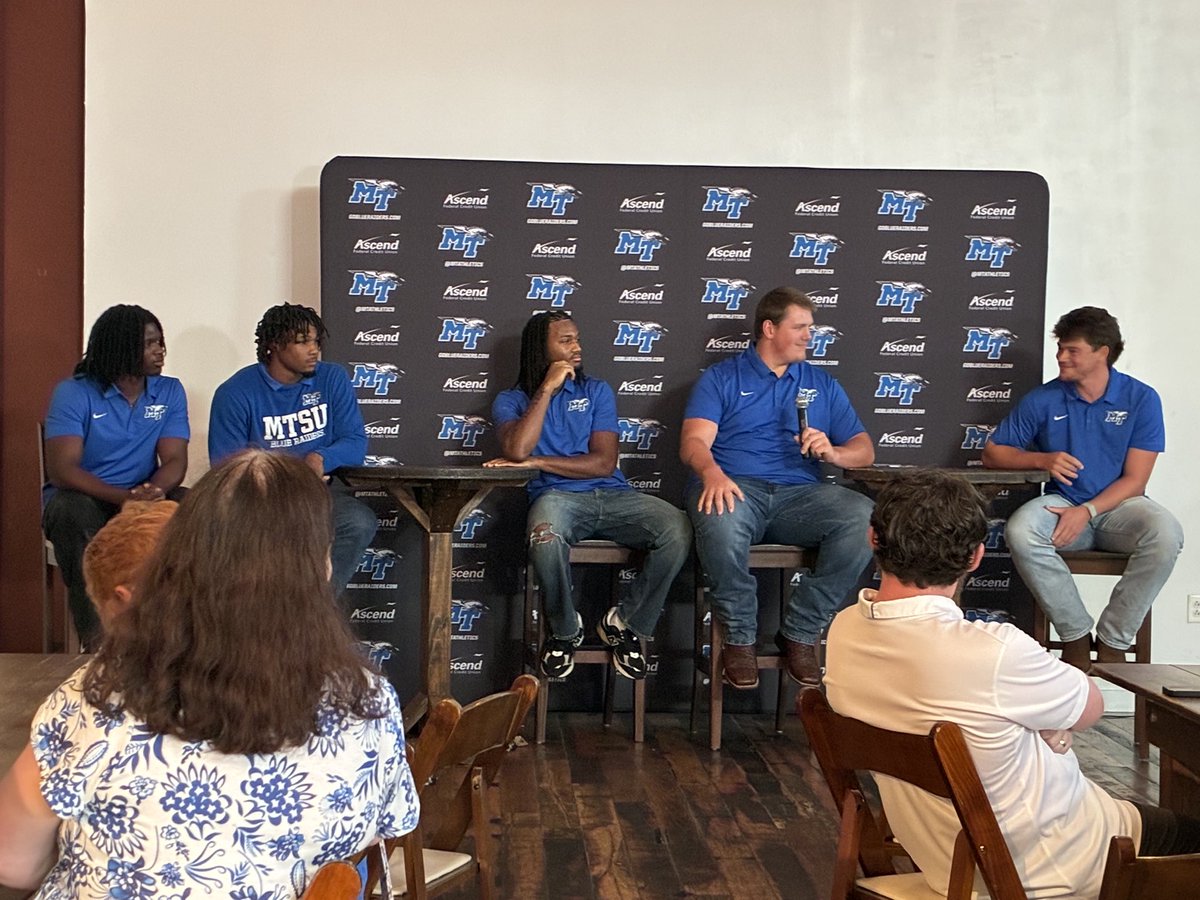 ldeleon5's tweet photo. Great event in Nashville for our 6th annual Blue Raider Blitz! Loved hearing from our @mtathletics student-athletes &amp; head coaches. Three more stops to go this week! #BLUEnited #LetsGoBlue https://t.co/BcXzdRKHkn