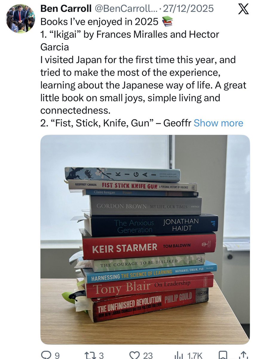 nickschadegg's tweet photo. no wonder the new vic premier has a weirdly shaped head, he spent 2025 lobotomising himself with neoliberal british literature https://t.co/M7TEDOwjUP