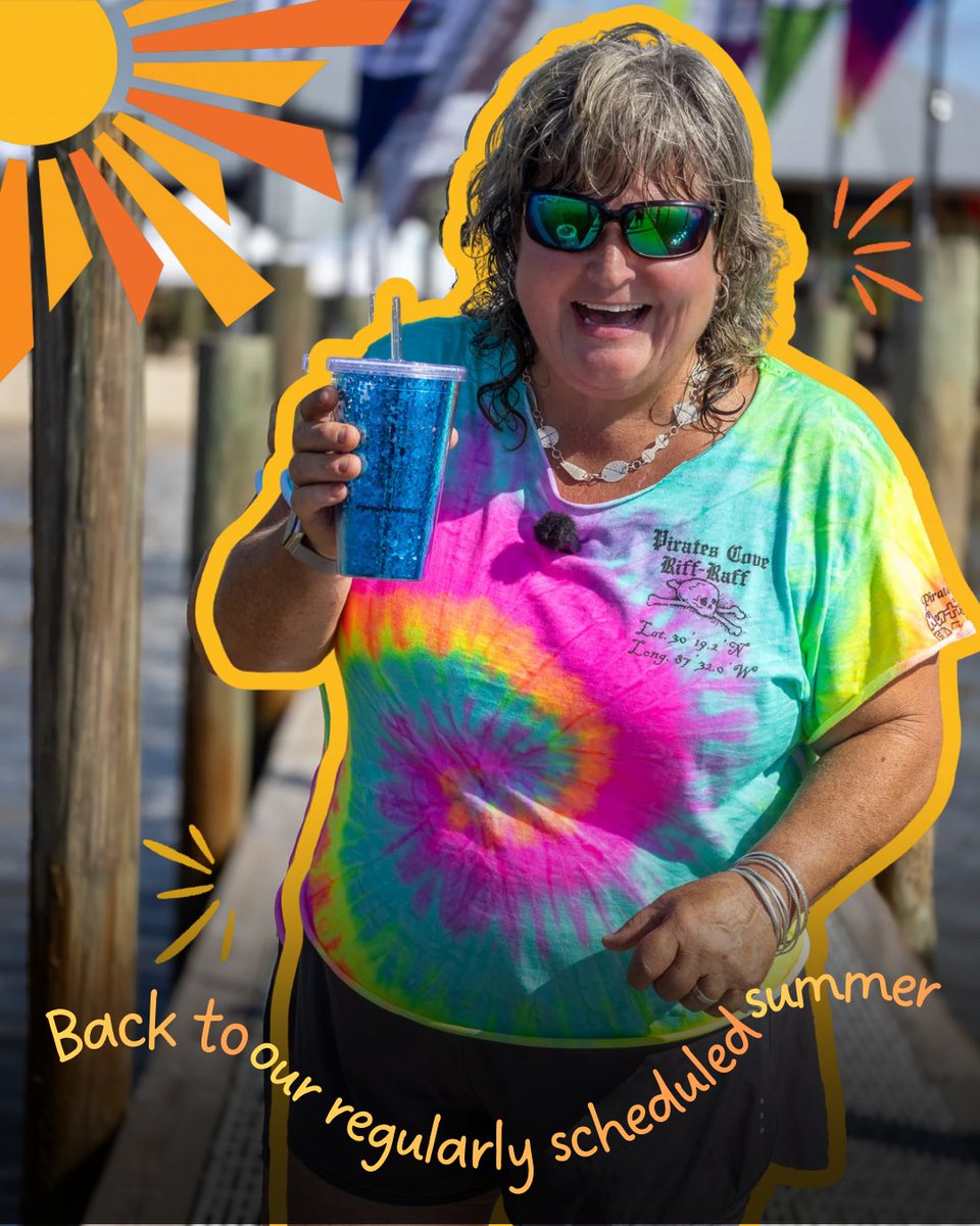 PCRiffRaff's tweet photo. After one incredible fundraiser weekend, we’re back to our regularly scheduled summer at Pirates Cove. ☀️
Come grab some lunch and spend your Tuesday with us. We’re open until 9 PM!
We’ll see y’all at Pirates Cove! #piratescove #piratescoveriffraff #orangebeach #gulfshores #perdidokey
