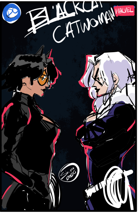 ShimoArt_'s tweet photo. Black Cat / Catwoman WIP cover https://t.co/uCyy4rmgJJ