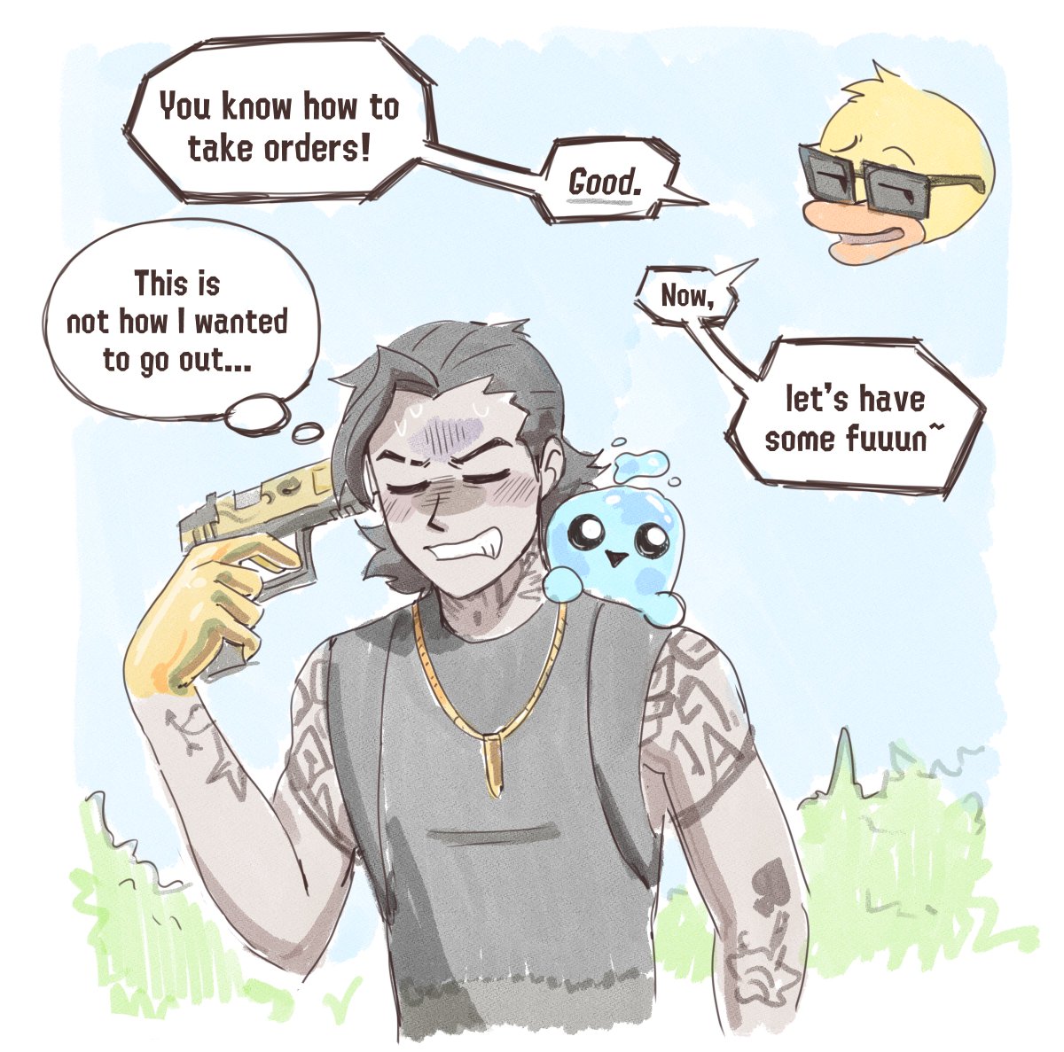 luminesparkz's tweet photo. I main Midas so this is how I imagine he takes Cluster's quests 😭 #midas #fortnite #cluster https://t.co/7JT0Ppo6gK