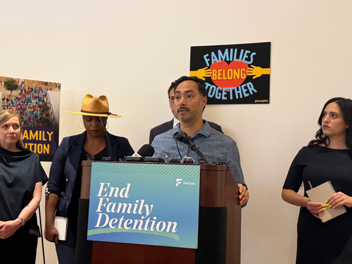 FWDus's tweet photo. Today, @FWDus joined @JoaquinCastrotx, @DemWomenCaucus, @RepYassAnsari, @RepFletcher, @RepPressley, @RepLuzRivas, @fams2gether, and @AnitaKPatelMD for a press conference following a congressional delegation tour of the Dilley Detention Center. https://t.co/aAYm32W7BT