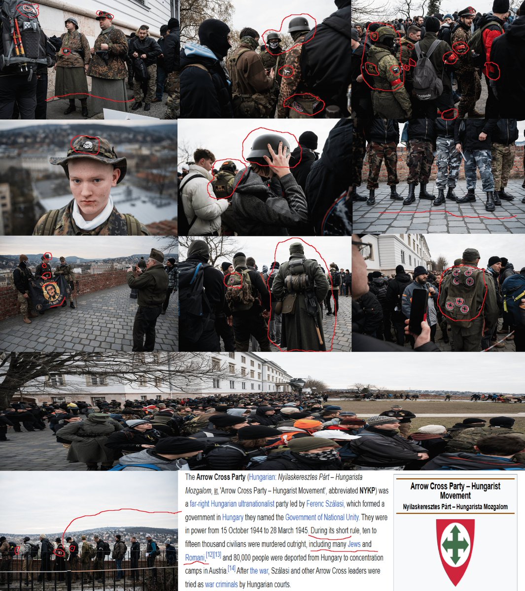 paliesie's tweet photo. @BowesChay I imagined it, but here are Hungarians (1) standing in actual Nazi uniforms, with swastikas and symbols. What do we do next? @BowesChay 

And the Spaniards (2-4), they are in Europe, are they Nazis? https://t.co/TXfIt9sT5n