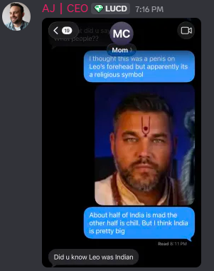 PropFirmLeaks's tweet photo. 🚨 UPDATE: AJ–TILAK INVESTIGATION ESCALATED TO MATERNAL COMPLIANCE

AJ has now submitted the controversy to his mother for independent review.

After receiving the screenshots and supporting evidence, she issued one immediate finding:

“Did u know Leo was Indian”

Lucid’s crisis-response team now appears to consist of:

• One confused mother
• One CEO discovering his own COO is Indian
• Zero communications professionals

This does not clear or convict AJ.

It does confirm the investigation has entered the “Mom, am I racist?” phase.

No conclusion has been reached.

We continue to review all clips, texts and family-group-chat testimony.
