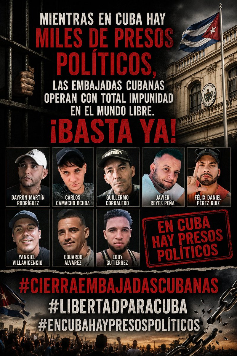 PresosCuba's tweet photo. Presos políticos torturados en Cuba y embajadas del régimen abiertas en el exterior. Esto es inaceptable. 

#CierraEmbajadasCubanas #LibertadParaCuba #EnCubaHayPresosPolíticos https://t.co/onJLKUlw3w