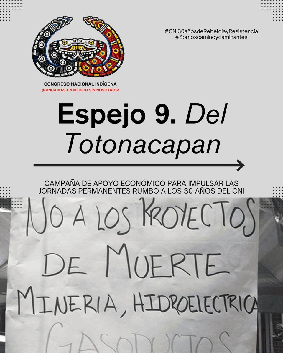 CNI_Mexico's tweet photo. Espejo 9. Del Totonacapan:  En el norte de Veracruz, en la Región del Totonacapan, la extracción de hidrocarburos por el fracking, está invadiendo todo, se están perforando pozos, en los que se envenena el suelo y el agua, la tierra colectiva de ejidos y comunidades. https://t.co/HFnOJMu3sg