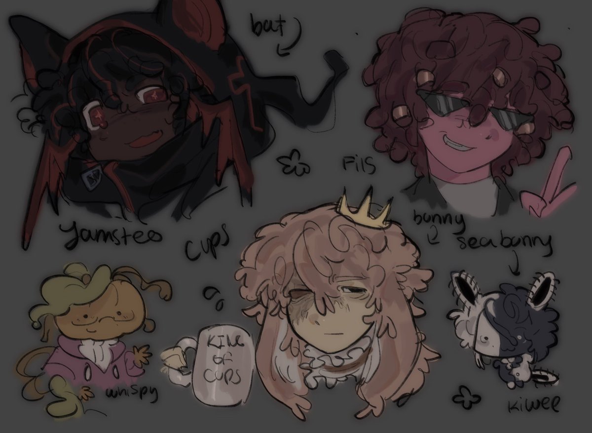 xioslop's tweet photo. quick doodle of all the creators im mutuals with 👀 jamsteo, itsfilsfr, kingofcupsyt, whispy, anddd kiwee 😭❤️ #mcyt #minecrafthorror https://t.co/HQa9ldFvYd