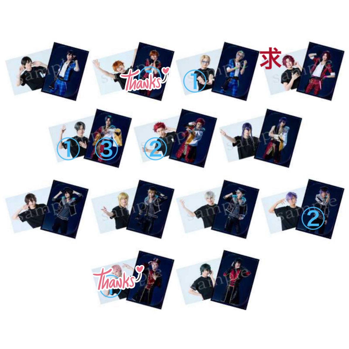 102ktk's tweet photo. 【交換譲渡】あんステ ライブ ランブロ

譲）真、敬人、紅郎、桃李、千秋、鉄虎、翠、忍、斑、泉、司、なずな、光、創、ひなた、つむぎ、宙

求）ライブT（横）：真緒 or定価

別ポストのクリアカードとの交換も可
その際の差額精算不要です

郵送又は8/9.8/16昼公演前後お手渡し https://t.co/MlFWgoofLG