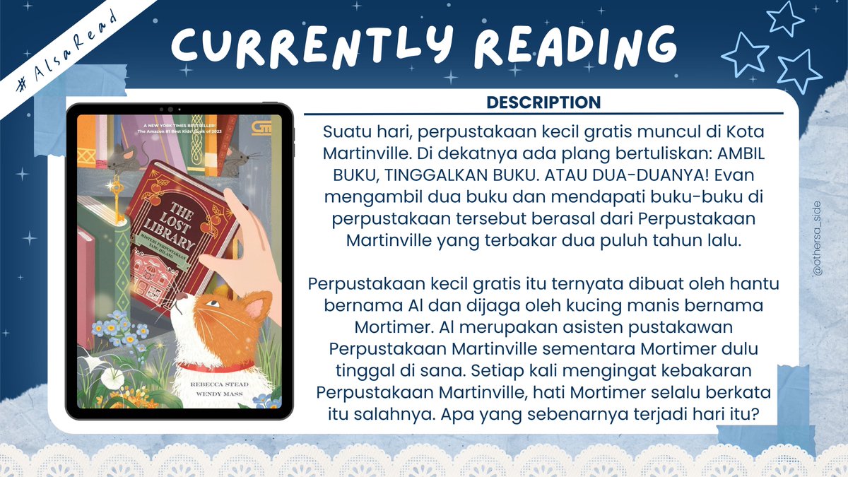 othersa_side's tweet photo. .・。.・゜✭・ Currently Reading

𝗠𝗶𝘀𝘁𝗲𝗿𝗶 𝗣𝗲𝗿𝗽𝘂𝘀𝘁𝗮𝗸𝗮𝗮𝗻 𝘆𝗮𝗻𝗴 𝗛𝗶𝗹𝗮𝗻𝗴 by 𝗥𝗲𝗯𝗲𝗰𝗰𝗮 𝗦𝘁𝗲𝗮𝗱 &amp; 𝗪𝗲𝗻𝗱𝘆 𝗠𝗮𝘀𝘀

★ 240 pages
★ Translated by Reita Ariyanti
★ Fantasy, Magical Realism
★ iPustaka Aceh
#AlsaRead

⚠️ contain spoiler ⚠️ https://t.co/BPeopqD1SR