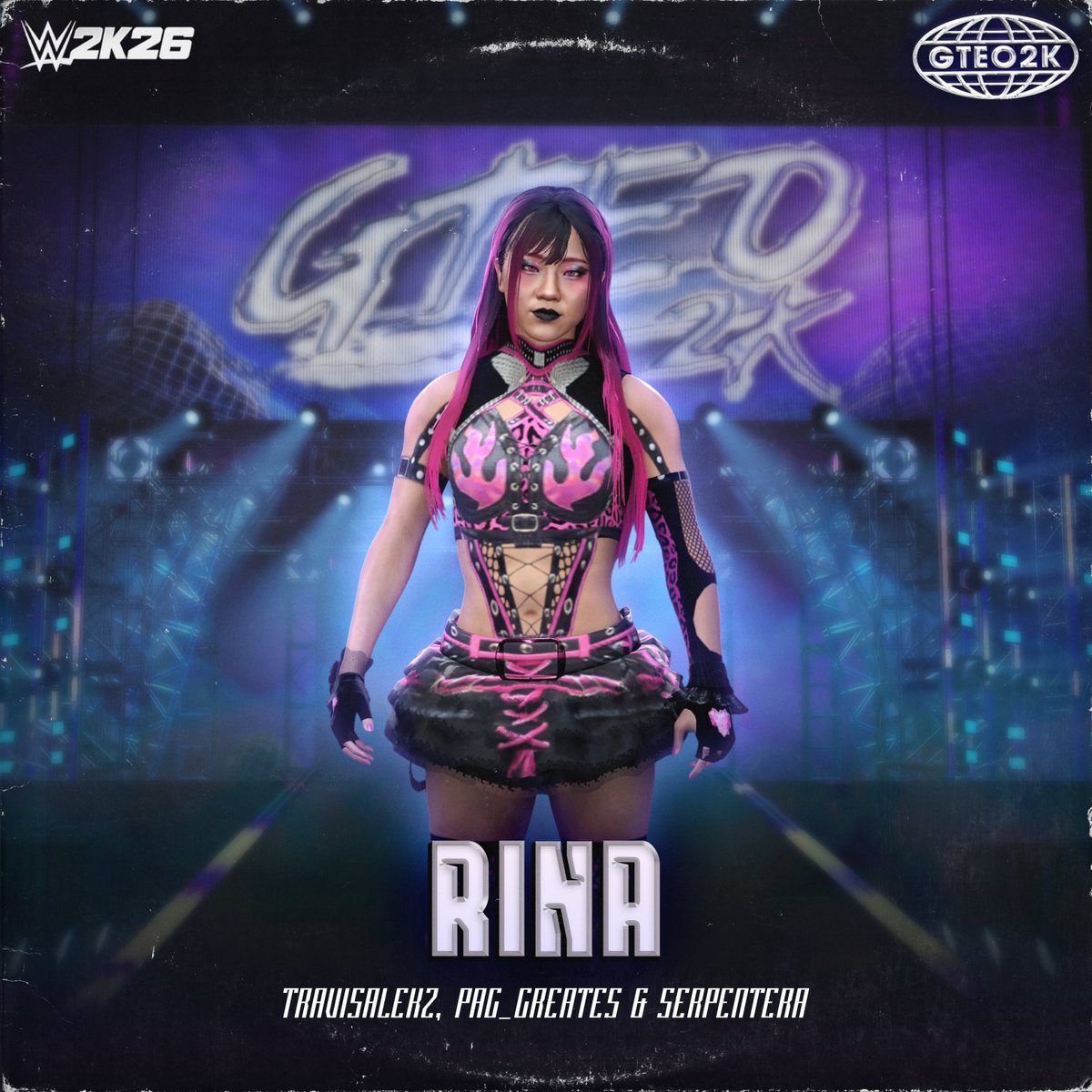 travisalekz's tweet photo. Uploaded our version of #stardom's Rina for #wwe2k26 as part of the @GTEO2K project.

It's a collab with @PAC_Creates 
Moveset by Serpentera
Upload card by @henry_finch 
Stats by @IDreamOfJoshi 

Tags are travisa, paccreates, gteo2kstardom https://t.co/iFGFSKToLn