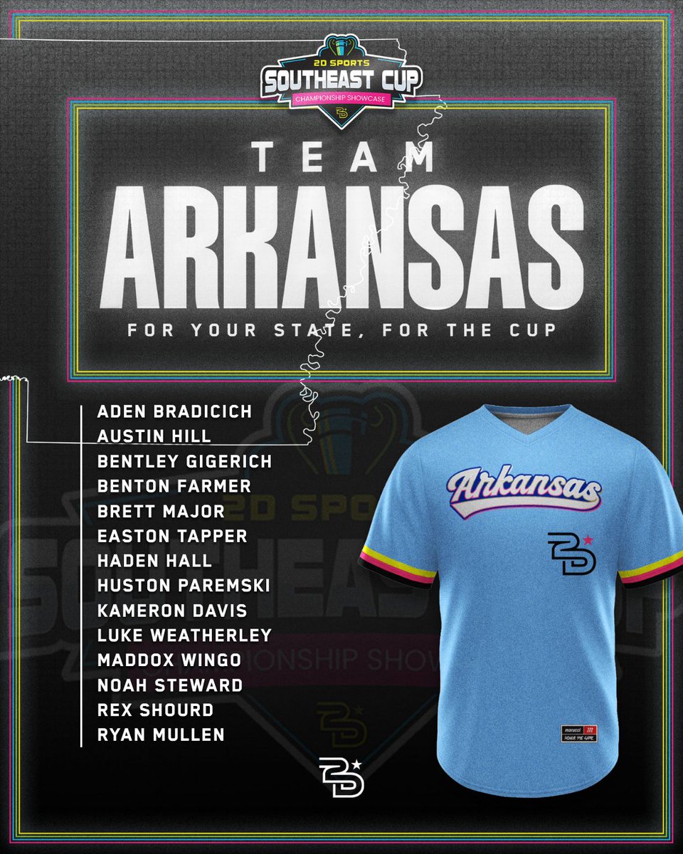 2Dsportsbsb's tweet photo. 📋 2D SOUTHEAST CUP ROSTER RELEASE

The rosters are set. The teams are selected. The journey to the Cup begins now.

For Your State. For The Cup. 🏆
@2DsportsbsbAL @2DsportsbsbAR 

#2Dsports #SoutheastCup #JrSoutheastCup #hsBaseball https://t.co/p9PdvIiJEP