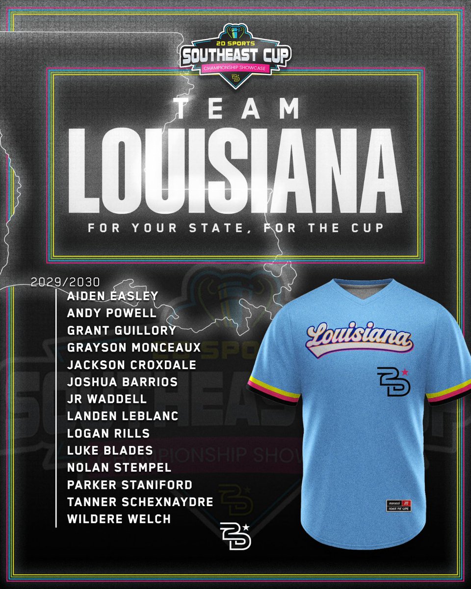 2Dsportsbsb's tweet photo. 📋 2D SOUTHEAST CUP ROSTER RELEASE

The rosters are set. The teams are selected. The journey to the Cup begins now.

For Your State. For The Cup. 🏆
@2DsportsbsbLA @2DsportsMS 

#2Dsports #SoutheastCup #JrSoutheastCup #hsBaseball https://t.co/yegijWXEIW
