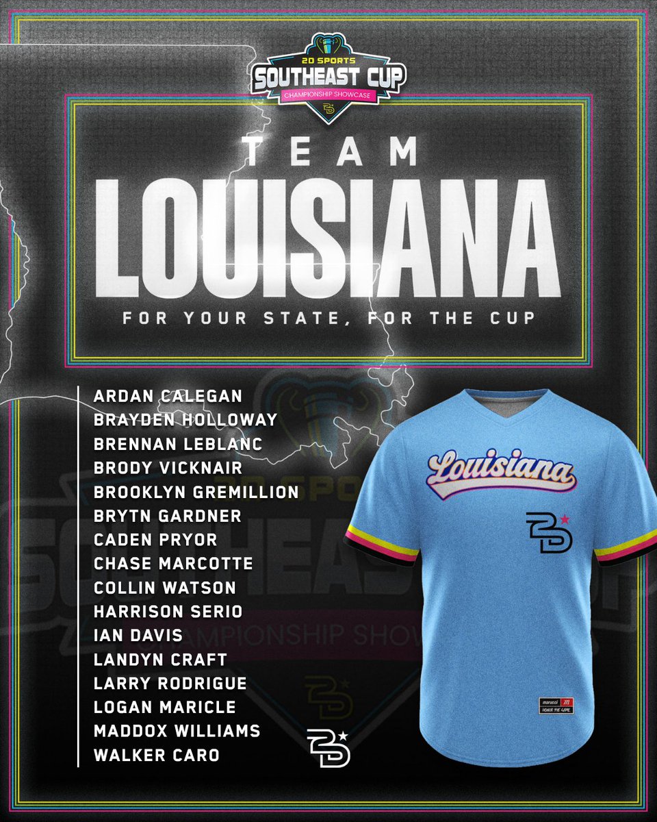 2Dsportsbsb's tweet photo. 📋 2D SOUTHEAST CUP ROSTER RELEASE

The rosters are set. The teams are selected. The journey to the Cup begins now.

For Your State. For The Cup. 🏆
@2DsportsbsbLA @2DsportsMS 

#2Dsports #SoutheastCup #JrSoutheastCup #hsBaseball https://t.co/yegijWXEIW