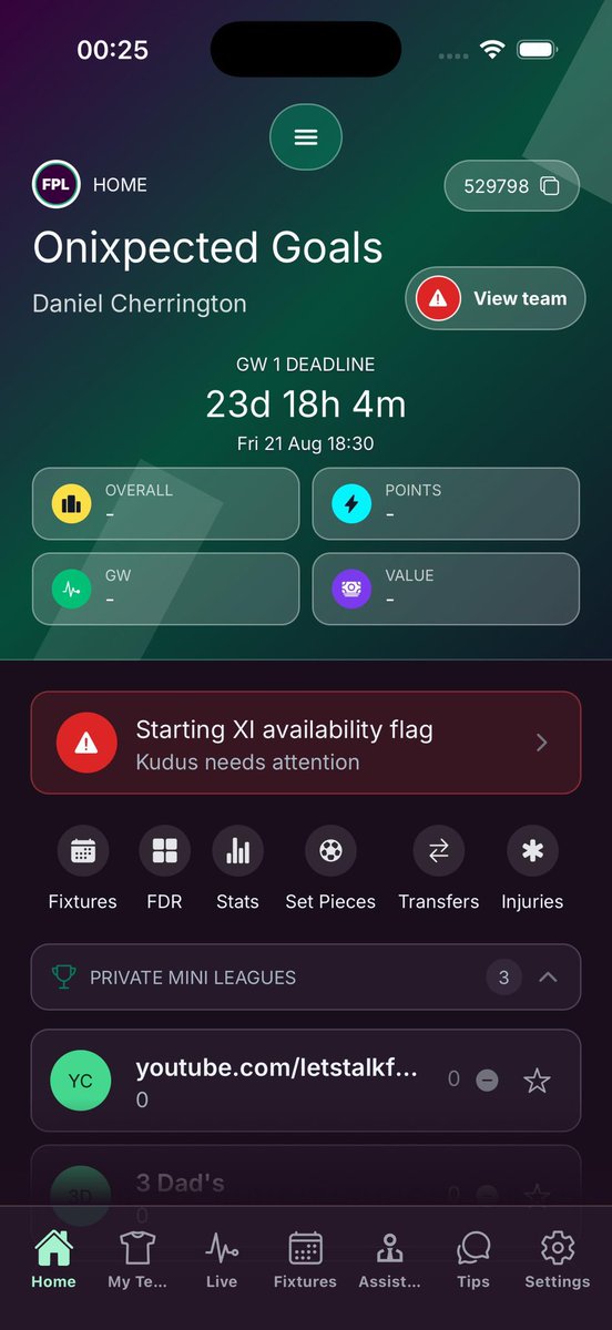 opt1misticdev's tweet photo. Been quietly building something for the FPL community over the last few weeks. 

I think it solves a few things the official app never has.

Not quite ready to show everything yet… but here’s a little teaser. 👀

Would love to hear what you think. #FPL https://t.co/9XmbD8Z89J