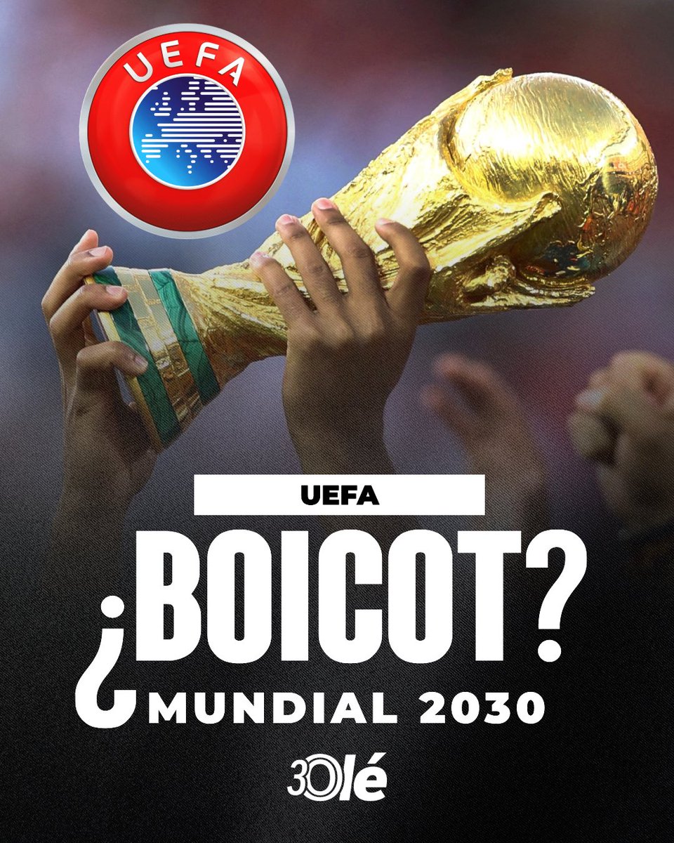 DiarioOle's tweet photo. ¿BOICOT AL MUNDIAL 2030? ⚠️

❌ UEFA expresó su rechazo al proyecto de la FIFA de crear una nueva sociedad que gestione los torneos más importantes con fondos inversores privados

😱🏆 Quedó instalada la posibilidad de que algunos países europeos boicoteen la próxima Copa del Mundo si Infantino continúa con su plan

🔜🗣️ Se espera que las federaciones de la UEFA celebren una reunión de emergencia esta semana