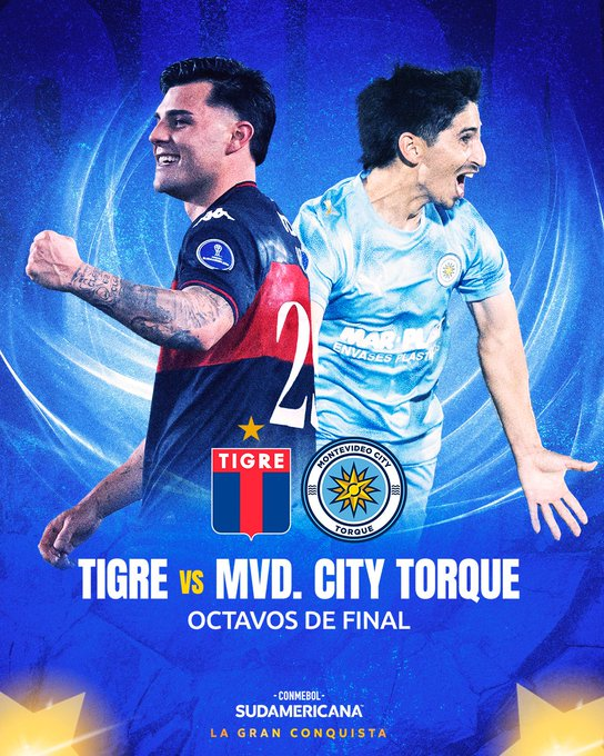 ElProdeOriginal's tweet photo. #CopaSudamericana | ¡Primer cruce confirmado! Por los Octavos de Final se enfrentarán #Tigre 🇦🇷 y Montevideo #CityTorque 🇺🇾.
✅El Matador eliminó a Nacional (4-1 en el Global)
✅Los Torqueanos clasificaron siendo líderes en el Grupo F con 13 puntos (4 victorias, 3 empates y 1 derrota)
🔜Ida: La semana del Martes 11/8 en Montevideo
🔜Vuelta: La semana del Martes 19/8 en Victoria
🆙El vencedor disputará los Cuartos vs Ganador de Lanús-Cienciano (2-0 en la Ida el Granate) o Botafogo.