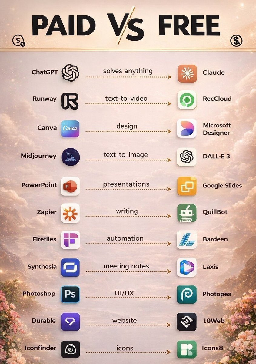 moniseraphina's tweet photo. 🚨 STOP Paying for AI Tools Until You See This…

I Replaced Premium AI Apps With FREE Alternatives… Here’s What Happened. 👇 https://t.co/knJNlvNjEC