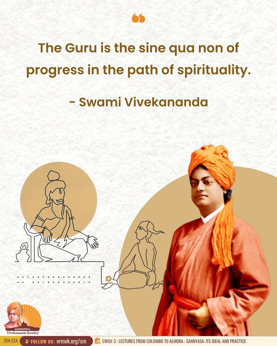 vkendra's tweet photo. The Guru is the sine qua non of progress in the path of spirituality.

- Swami Vivekananda
{CWSV-3 : Lectures From Colombo to Almora : What have I learnt?}
 
#VivekanandaKendra #Spirituality https://t.co/0t0KAEcbc9