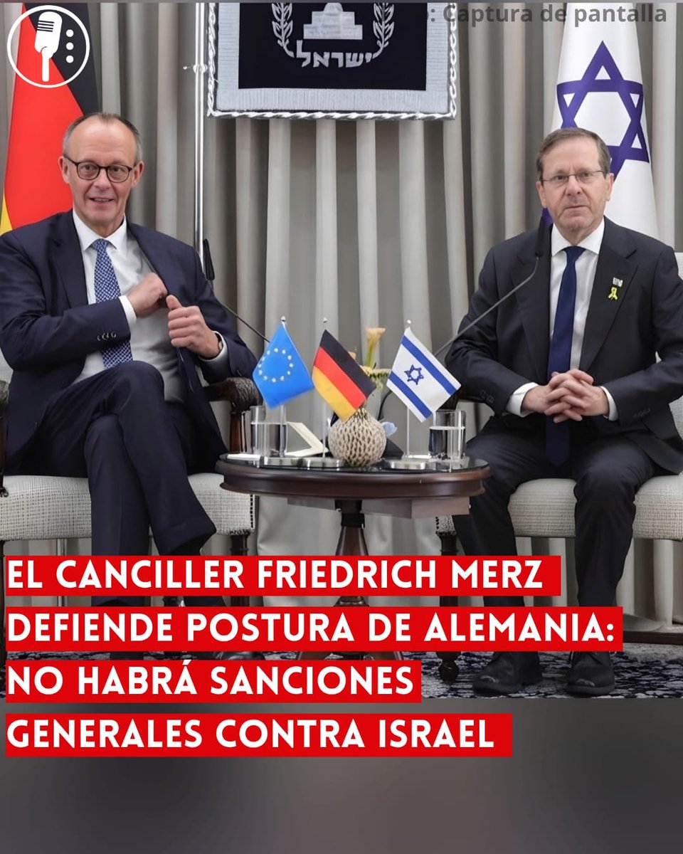 ReporterosMX_'s tweet photo. ⭕ OJO | EL CANCILLER FRIEDRICH MERZ DEFIENDE POSTURA DE ALEMANIA: NO HABRÁ SANCIONES GENERALES CONTRA ISRAEL 

Merz (@_FriedrichMerz) defendió en Dublín la negativa de Alemania a sumarse a sanciones contra Israel, citando una responsabilidad especial hacia el Estado judío. También expresó preocupación por los asentamientos israelíes en Cisjordania. https://t.co/lQ453DOjkt