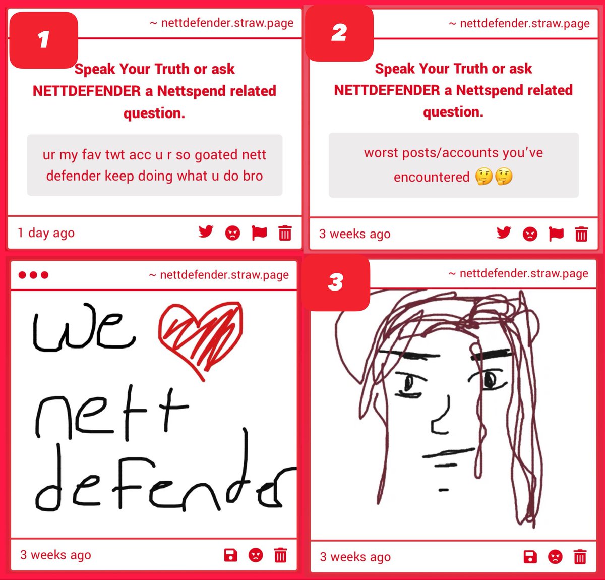 NETTDEFENDER's tweet photo. 1. Thank you for supporting #NETTDEFENDER Appreciated🙏
2. Tumblr post that stole my photo of Nett for smut fanfiction + an acc here spread an explicit “leaked” video of someone that looked like Nett
3. Thank You for the NETTDEFENDER & Nettspend art ❤️🩹
https://t.co/fhOzooY2eM https://t.co/HD2YDcMlP5
