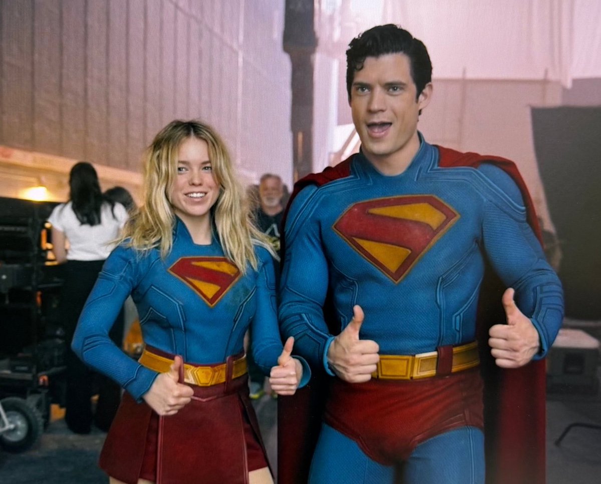 CultureCrave's tweet photo. New behind-the-scenes look at Milly Alcock &amp; David Corenswet as Supergirl &amp; Superman 💥 https://t.co/YW6rkPB1mf