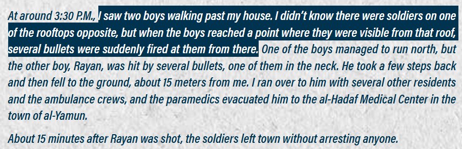 ibrahimibnyusuf's tweet photo. B'Tselem doesn't conflate both events. You conflate them.

The slaughtered boy was walking down the street, not throwing rocks or IEDs. Just because someone, somewhere else, was engaged in violence doesn't mean this boy who wasn't had to be murdered. He was killed for fun. https://t.co/zRxGHlcmpO