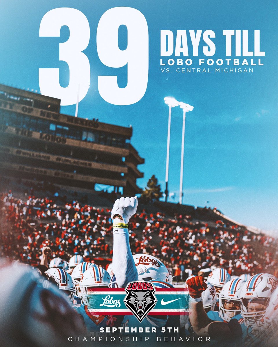 UNMLoboFB's tweet photo. 39 days out 🐺

#GoLobos #RealOnes26 https://t.co/xE7eiComDL