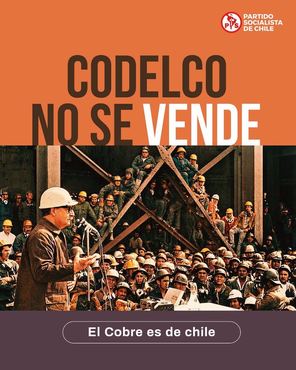 LyaGonzalez1's tweet photo. Traición a la Patria. 
Republicanos quieren vender @CodelcoChile 
La nacionalización del cobre es nuestra segunda independencia; la económica. 
Permitió la implementación de programas sociales, que mi generación recuerda hasta hoy.
1/2 litro de leche
Vacaciones populares
Atención dental desde la escuela
#CodelcoNoSeVende