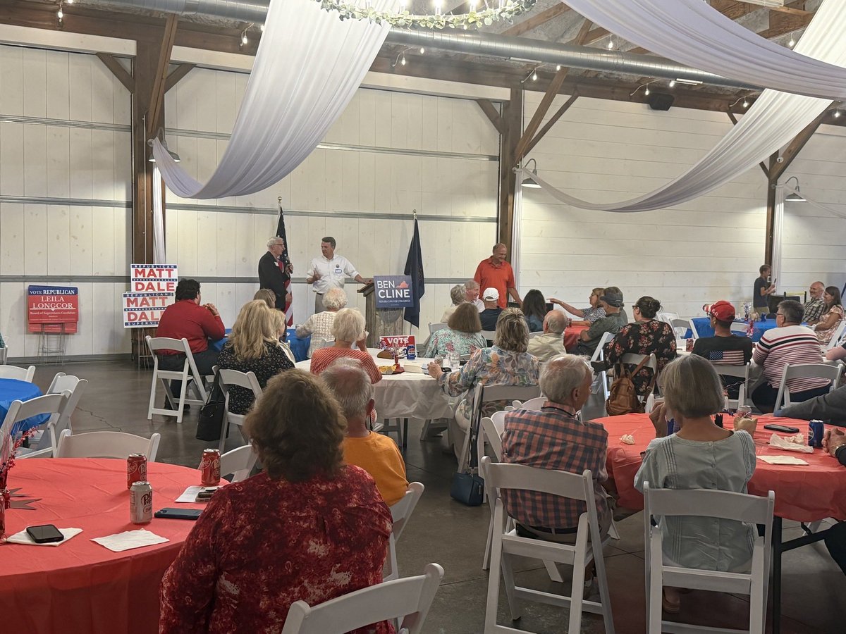 Cline4Virginia's tweet photo. It was great to join fellow Valley Republicans at Delegate Chris Runion‘s annual picnic. Thank you to everyone who came out for an afternoon of great food and meaningful conversation.

I appreciated the opportunity to speak about the importance of defending our conservative values, strengthening our communities, and continuing to deliver results for Virginia's Sixth District.