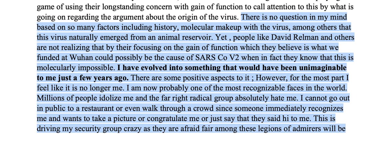 jeffreytucker's tweet photo. Publicly Fauci was saying he had an open mind. Privately, he developed a certain dogma: zoonotic origin. Meanwhile this particular item from Sunday, August 15, 2021, hints at the Madness of King Fauci. https://t.co/rTbcmQmCRC