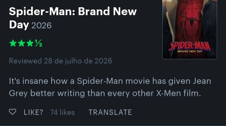 nosirrahrus's tweet photo. SPOILER homem aranha: o pessoal do letterboxd já ta confirmando a Sadie como Jean Grey kkkkk gente vazou meses atrás então e todo esse esquema de fator surpresa do estúdio serviu pra q? A senha spiderman123 https://t.co/Ude8xJHZDR