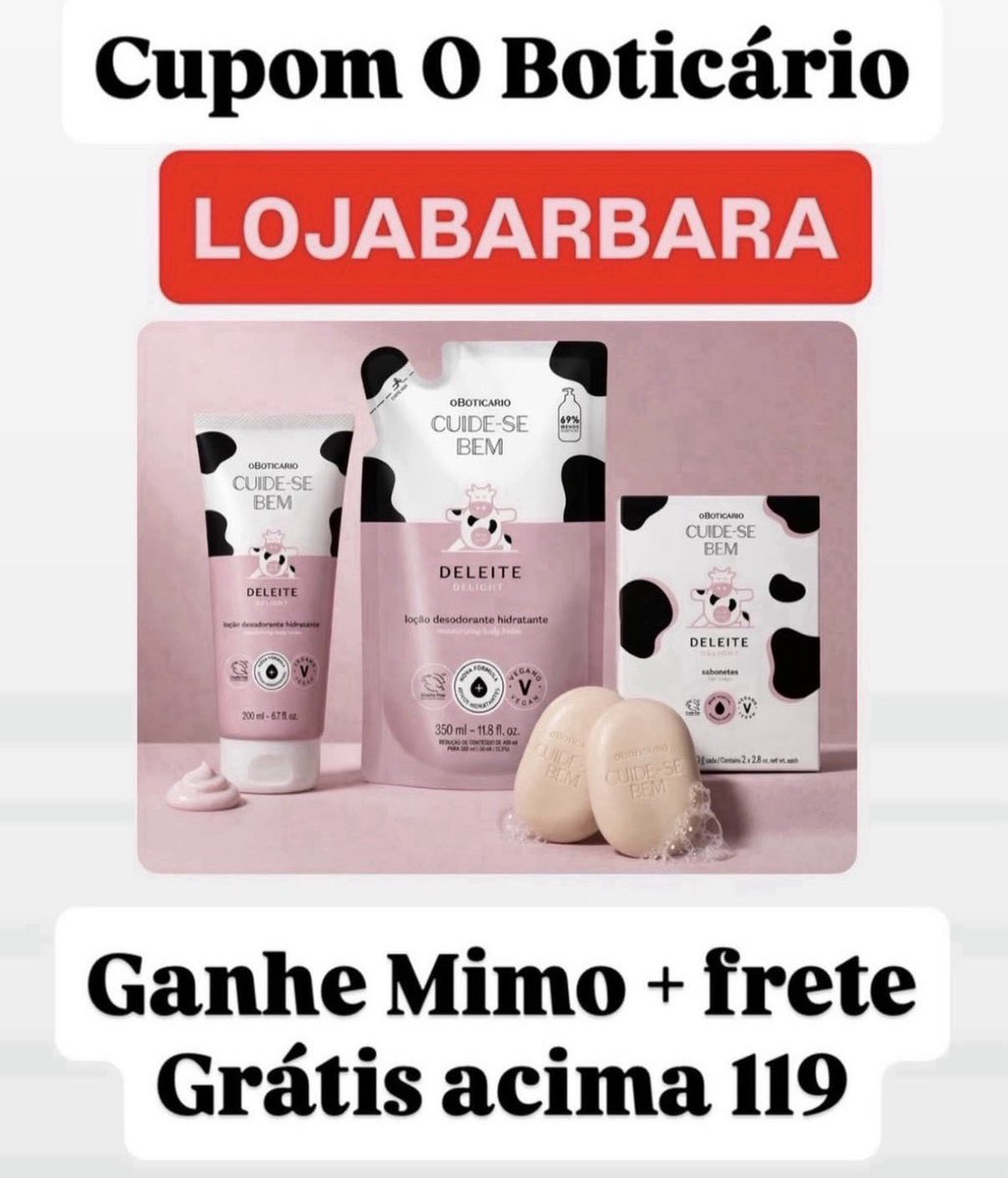 bru_e_ba's tweet photo. Cupom O Boticário 2026: LOJABARBARA ✅ 

Use o cupom LOJABARBARA para ganhar Frete Grátis + Mimo acima de R$ 119 no site ou App 

Código ativo e verificado em 2026 para todo site e App 

#oboticario #cupomoboticario #boticario #cupomboticario 

https://t.co/tL6wiLMFRA 
￼ https://t.co/H7Fz2zvIRy
