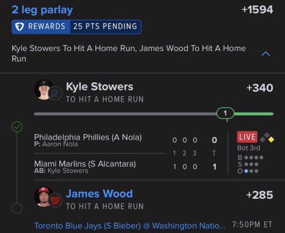 legacywin_'s tweet photo. 🚨 LIVE MLB 2-LEG HOME RUN PARLAY 🚨

🔥 Odds: +1594

✅ Kyle Stowers — Home Run (+340) ✔️
⏳ James Wood — To Hit a Home Run (+285)

🚀 One leg is already in the books! All eyes are now on James Wood to send one over the fence and complete the parlay.

💣 One swing. One more homer. One more cash. Let’s finish strong! 💰⚾

#MLB #MLBPicks #HomeRunParlay #DingerSeason #KyleStowers #JamesWood #LiveBet #SportsBetting #Baseball #FanDuel #ParlayLife #BettingCommunity #HRProps #MLBTwitter #WinningPicks #CashIt #LetsCash #GrandSlam #SportsPicks
