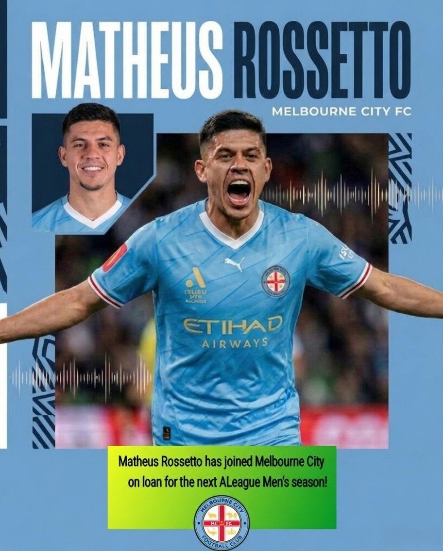 WorldOfALeague's tweet photo. Brazilian midfielder Matheus Rossetto🇧🇷 has joined Melbourne City on loan for the 2026/2027 ALeague Men's season!

#MatheusRossetto #MelbourneCity #TheWorldOfALeague

Comment us your thoughts below 👇 https://t.co/EMLLVdkGV8